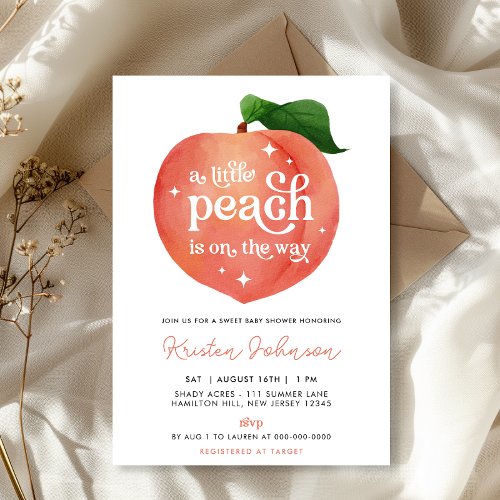 Sweet Little Peach Baby Shower Invitation