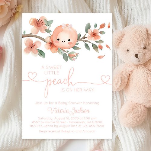 Sweet Little Peach Baby Shower Invitation