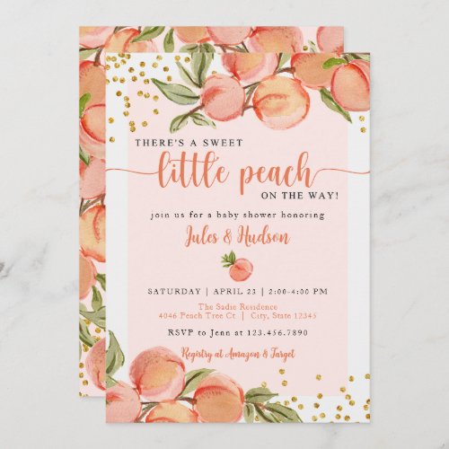 Sweet Little Peach Baby Shower Invitation