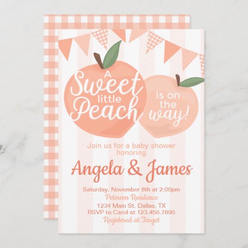 Sweet Little Peach Baby Shower Invitation Invite