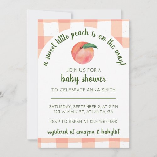 Sweet Little Peach Baby Shower Invite