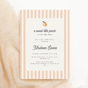 Sweet Little Peach Baby Shower Invite with Stripes