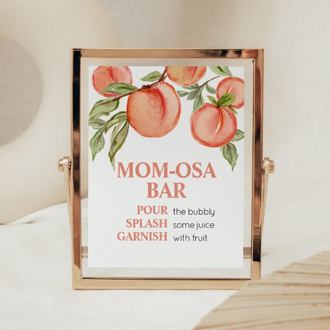 Sweet Little Peach Baby Shower Mom Osa Bar Poster (Peach Summer Baby Shower Mom Osa Bar Sign)