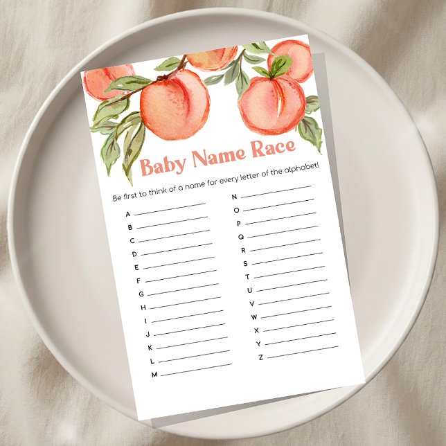 Sweet Little Peach Baby Shower Name Race Game (Creator Uploaded)