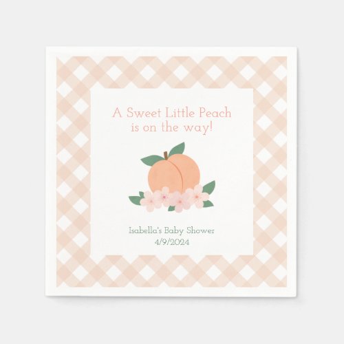 Sweet Little Peach Baby Shower Napkins