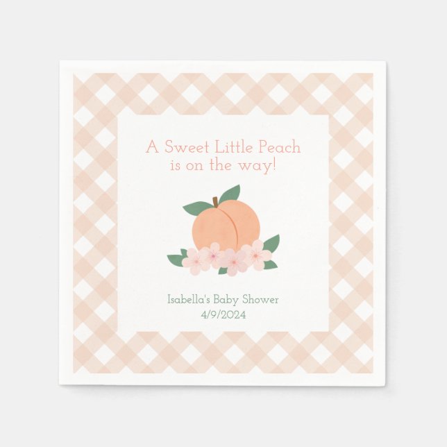 Sweet Little Peach Baby Shower Napkins (Front)