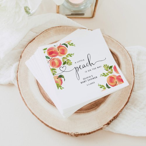 Sweet little peach baby shower napkins