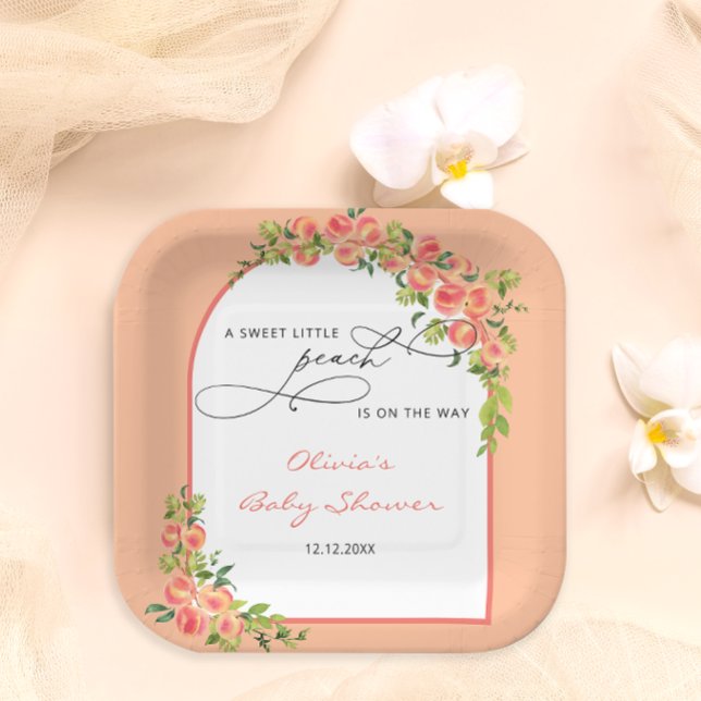 Sweet Little Peach Baby Shower Paper Plates (Creator Uploaded)