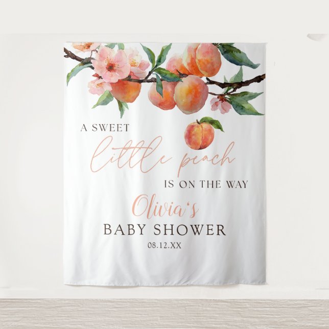 Sweet Little Peach Baby Shower Photo Backdrop (Front)