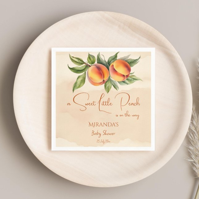 Sweet little peach baby shower printed template napkins (Sweet little peach baby shower printed template napkins personalized tableware decor spring summer)