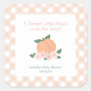 Sweet Little Peach Baby Shower Square Sticker