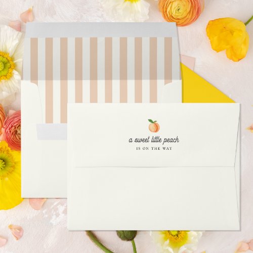 Sweet Little Peach Baby Shower Striped Envelope