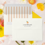 Sweet Little Peach Baby Shower Striped Envelope<br><div class="desc">This envelope design coordinates perfectly with our "sweet little peach is on the way" baby shower invitation. 
Features a peach pastel stripe background and a vintage script font choice. For a premium linen textured look choose the paper type "Laid". For a premium linen look choose the paper type "linen"</div>