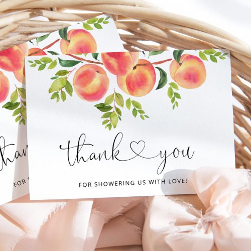 Sweet little peach baby shower thank you card