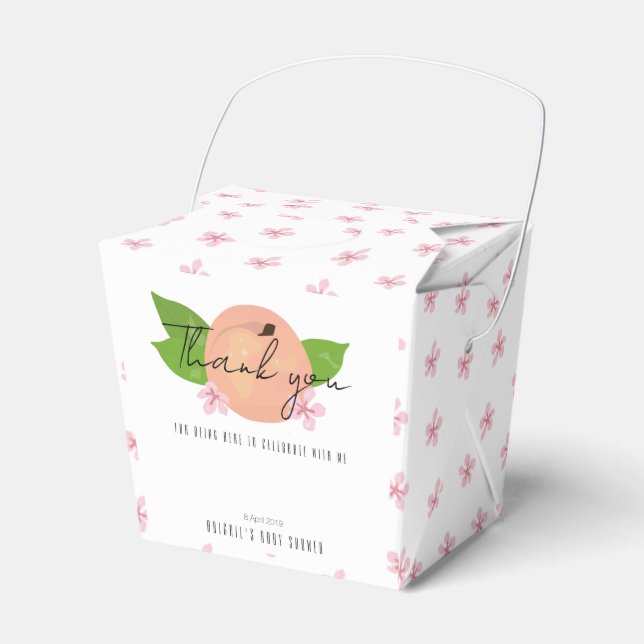 Sweet little Peach Baby Shower "Thank you" Favor Boxes (Front Side)