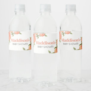 Sweet Little Peach Baby Shower Water Bottle Label