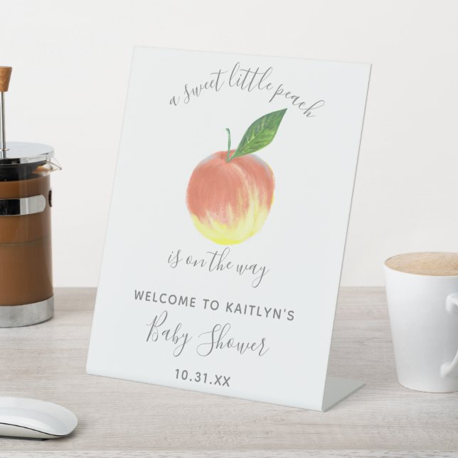 Sweet Little Peach Baby Shower Welcome Sign (In SItu)