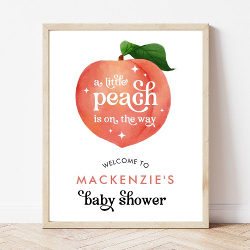 Sweet Little Peach Baby Shower Welcome Sign