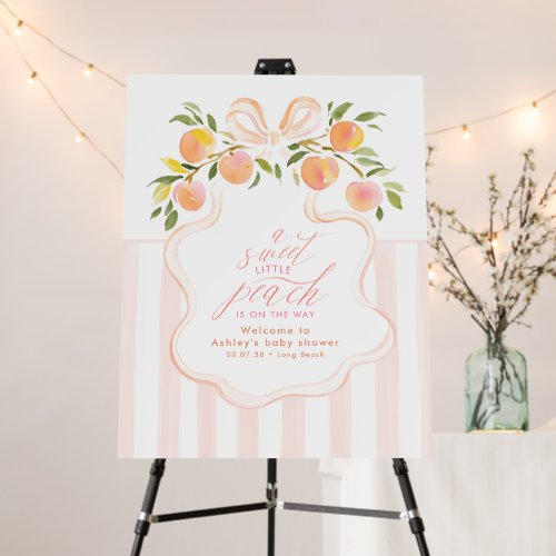 Sweet Little Peach Baby Shower Welcome Sign