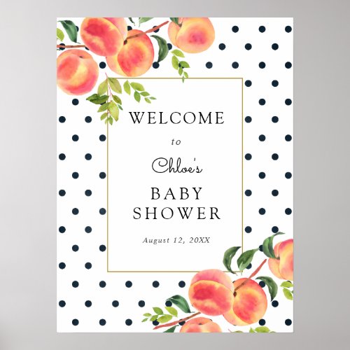 Sweet Little Peach Baby Shower Welcome Sign