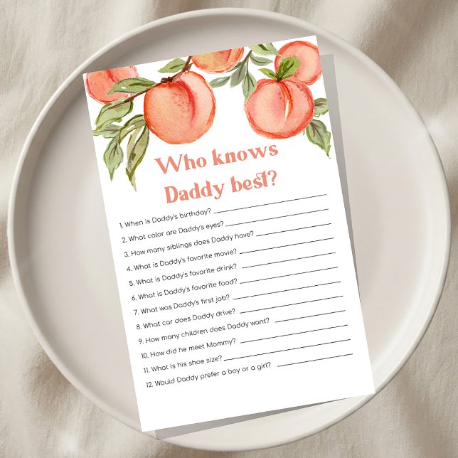 Sweet Little Peach Baby Shower Who knows Dad Game (Creator Uploaded)