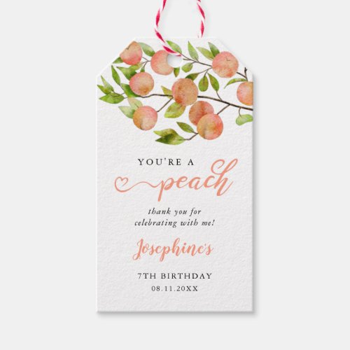 Sweet Little Peach Birthday Party Gift Tags