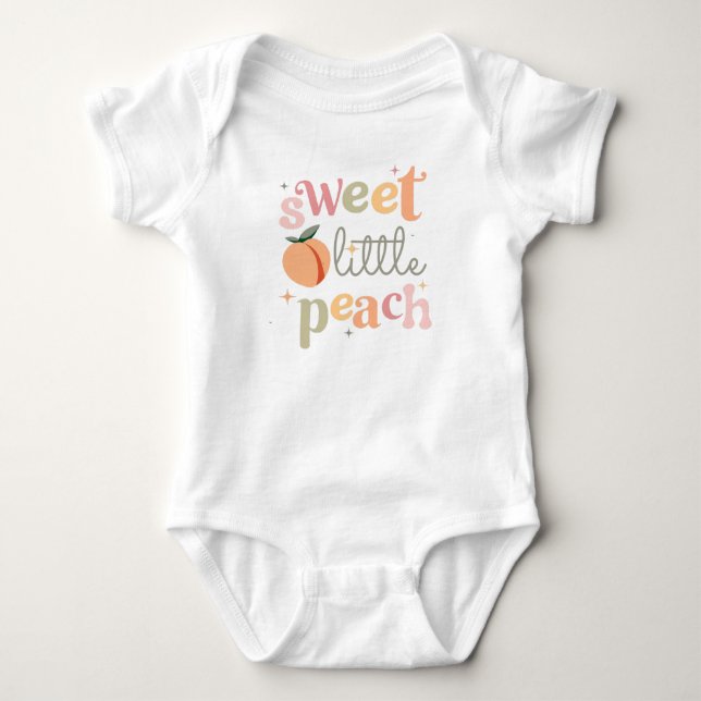 Sweet little Peach, Cute Funny Peach Theme Baby Bodysuit (Front)