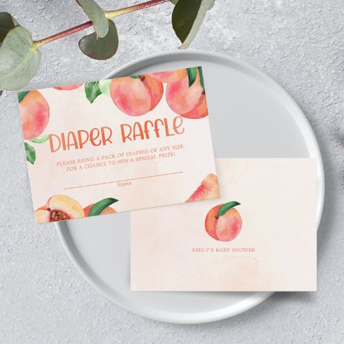 Sweet Little Peach Diaper Raffle Enclosure Card