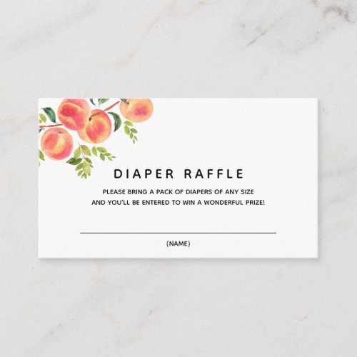 Sweet Little Peach Diaper Raffle insert card