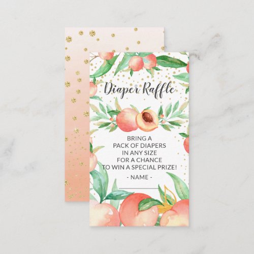 Sweet Little Peach Diaper Raffle Ticket  Enclosure Card