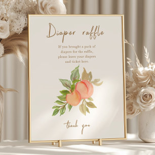 Sweet Little Peach Fruit Baby Shower Diaper Raffle Poster