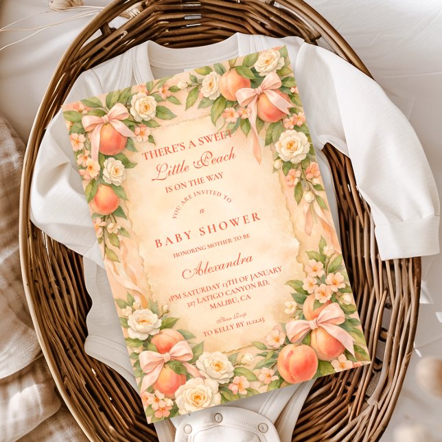 Sweet Little Peach Garden Baby Shower Invitation (Creator Uploaded)