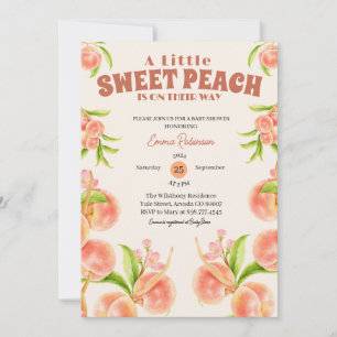 Sweet Little Peach Girl Baby Shower Custom Invitation