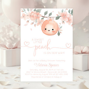 Sweet Little Peach Girl Baby Shower Invitation