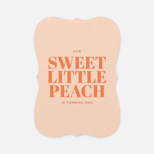 Sweet Little Peach Girl First Birthday Invitation