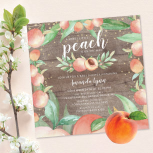 Sweet Little Peach Girls Baby Shower Invitation