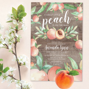 Sweet Little Peach Girls Baby Shower Invitation