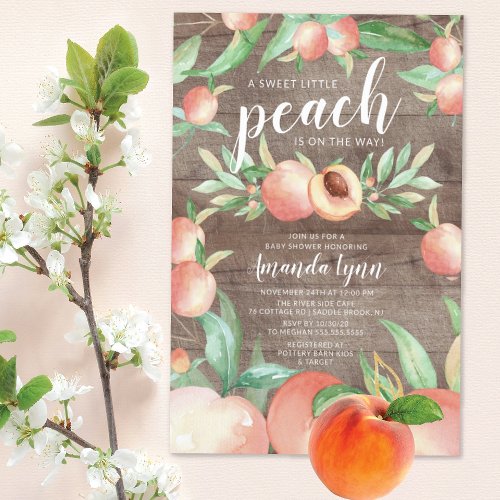 Sweet Little Peach Girls Baby Shower  Invitation