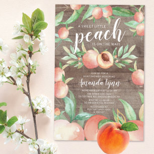 Sweet Little Peach Girls Baby Shower Invitation
