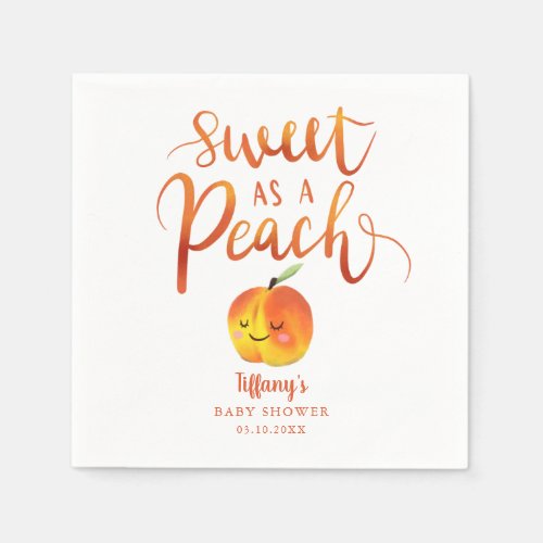 Sweet Little Peach Girls Summer Baby Shower Napkins