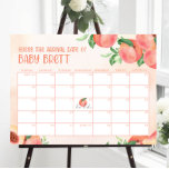 Sweet Little Peach Guess the due Date calendar Poster<br><div class="desc">Among the green leaves painted in watercolor,  sweet little peaches are decorated with lovely and cute letters.
Personalize with your information or click "Click to customize further" to edit font styles,  size and colors.</div>