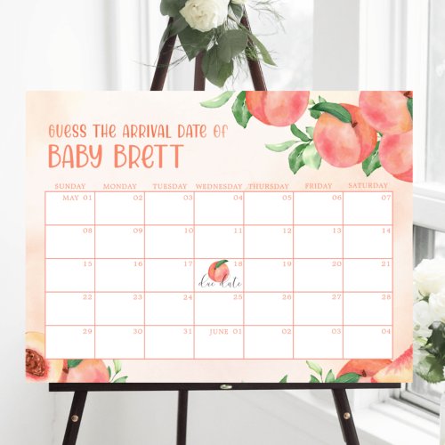 Sweet Little Peach Guess the due Date calendar Poster