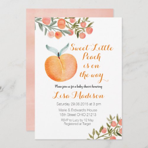 Sweet Little Peach is on the way Baby Shower Invitation
