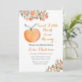 Sweet Little Peach is on the way Baby Shower Invitation (Standing Front)