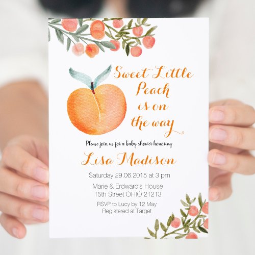 Sweet Little Peach is on the way Baby Shower Invitation