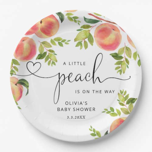 Sweet little peach is on the way baby shower paper plates
