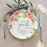 Sweet little peach is on the way baby shower paper plates<br><div class="desc">Sweet little peach is on the way baby shower Paper Plates
Matching items are available.</div>