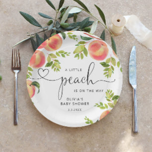 Sweet little peach is on the way baby shower paper plates