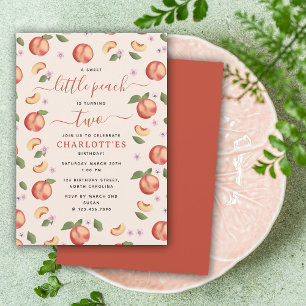 Sweet Little Peach Kids Birthday Party Invitation