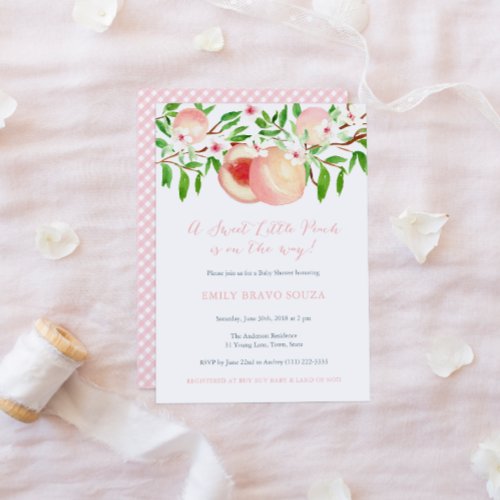 Sweet Little Peach On The Way Baby Shower Invitation